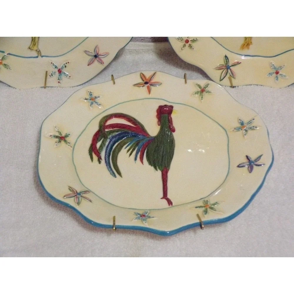 Market by Cindy Shamp Ceramic Rooster Hand Painted Plates‎ w/Hangers Set of 3